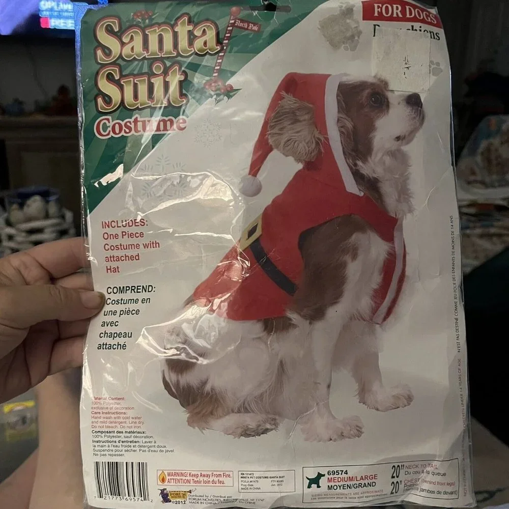 Forum Novelties Dogs Santa Suit Costume Size Medium/Large